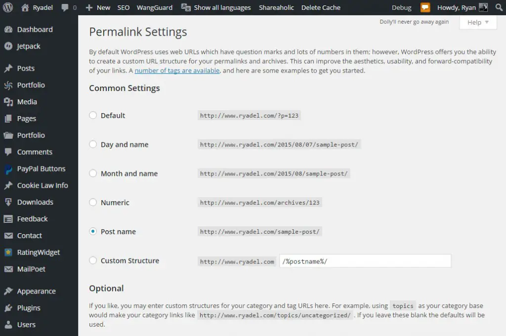 WordPress-settings-permalink-page