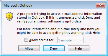 Outlook 2013 A Program Is Trying To Access