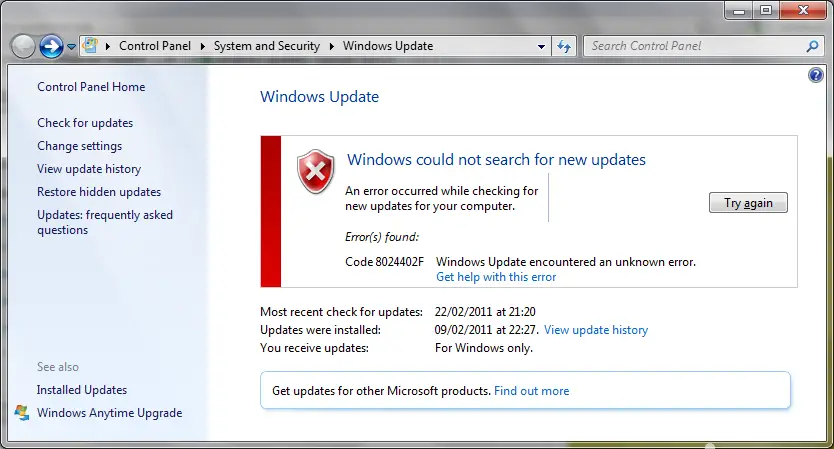 Windows 8.1: how to fix Windows Update Error 8024402F