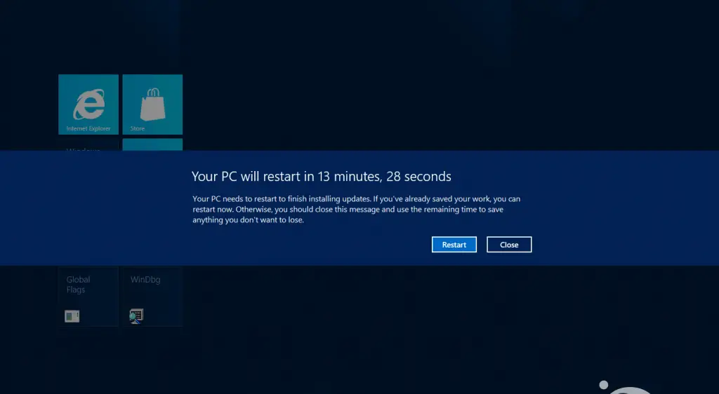Windows 8: Disable Auto-Restart after Updates feature