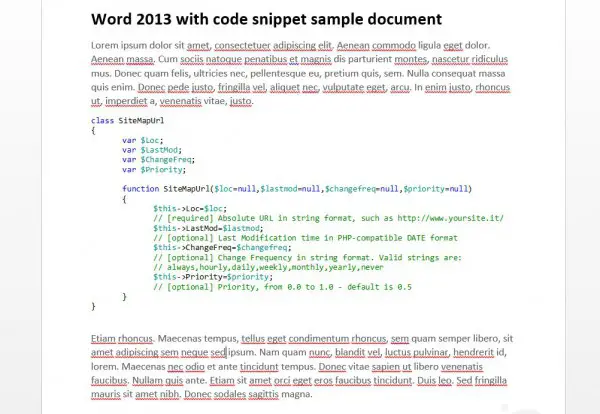 Code Snippets in Microsoft Word with Syntax Highlighting