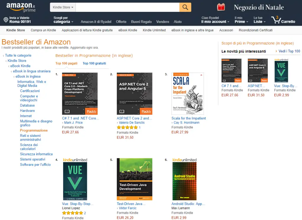 ASP.NET Core 2 and Angular 5 - primi dati di vendita: best-seller in USA, UK, Italia, Francia e Germania!