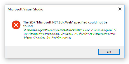 .NET Core - How to fix the "Microsoft.NET.Sdk.Web could not be found" error in Visual Studio 2017