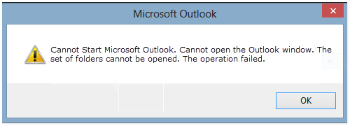 cannot start microsoft outlook 2016