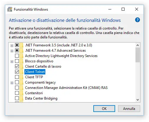 Come installare e attivare Telnet su Windows 10
