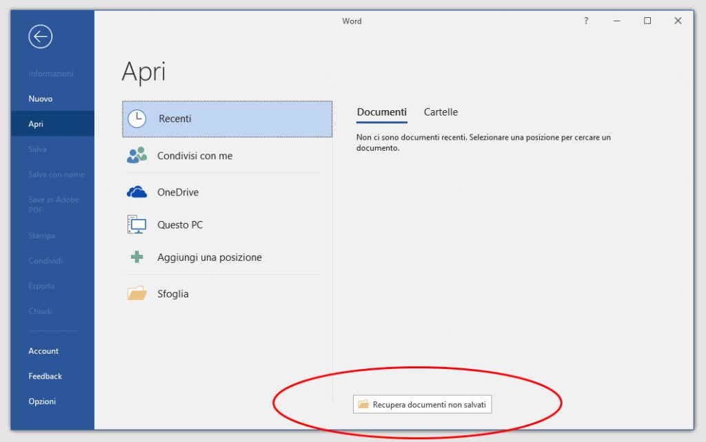 Word e Excel - Come recuperare un file non salvato