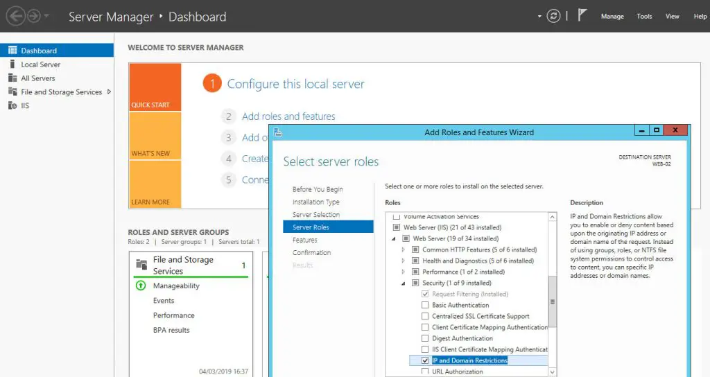 IIS - How to restrict a web site access to some IP addresses