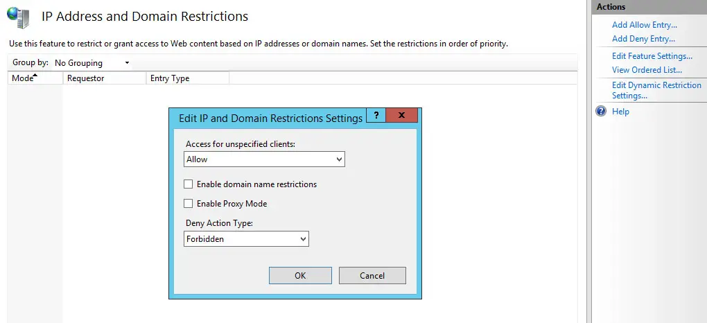 IIS - How to restrict a web site access to some IP addresses