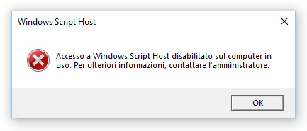 Accesso a Windows Script Host disabilitato sul computer in uso - FIX
