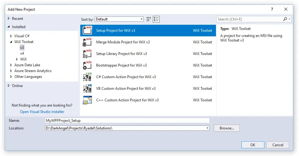 ASP.NET - Create MSI or setup.exe installer for any .NET Project with WiX