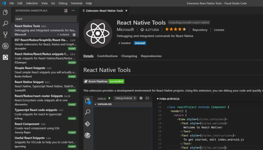 React Native e Visual Studio Code: Esempio di App "Hello World!"