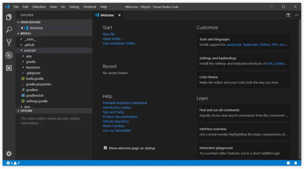 React Native e Visual Studio Code: Esempio di App "Hello World!"