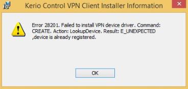 Kerio VPN Client install error on Windows 8 and Vista - FIX