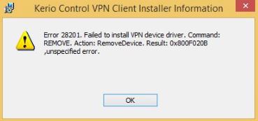 Kerio VPN Client install error on Windows 8 and Vista - FIX