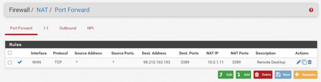 pfSense Firewall - WAN, LAN and NAT configuration