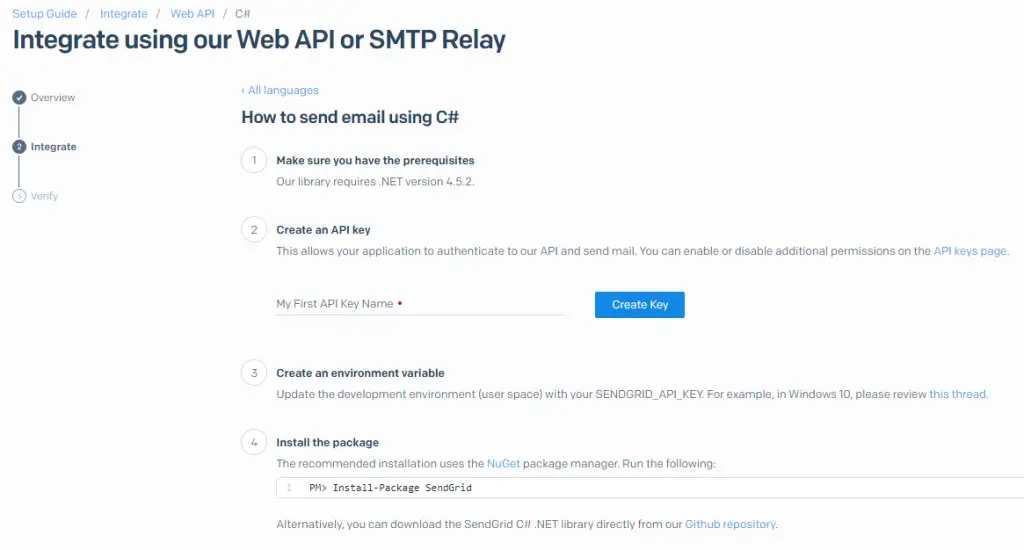 ASP.NET Core C# - Send email messages with SendGrid API