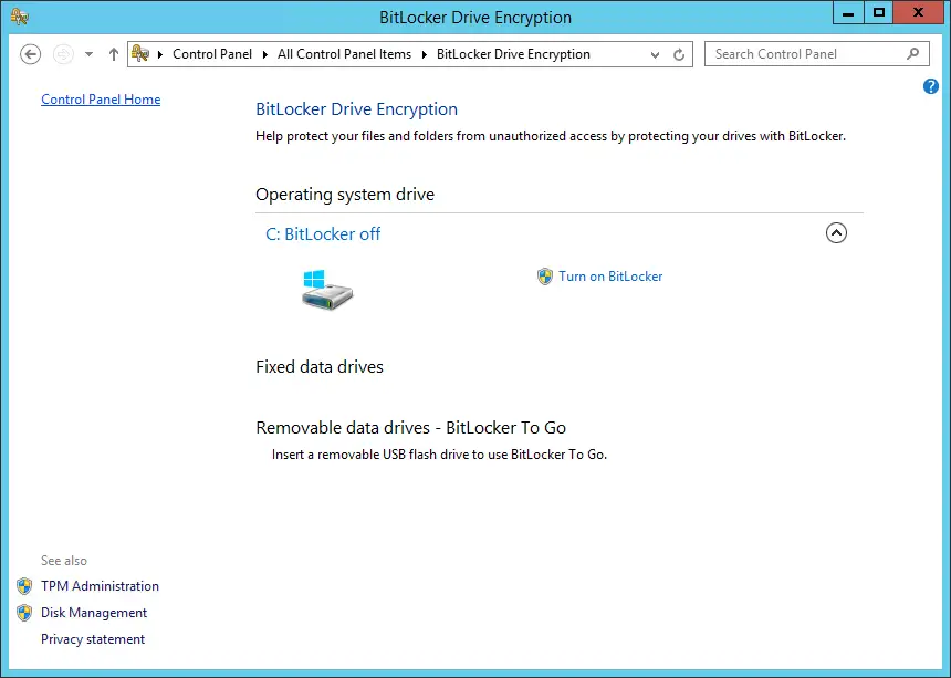 Windows Native Data Encryption AtRest with BitLocker