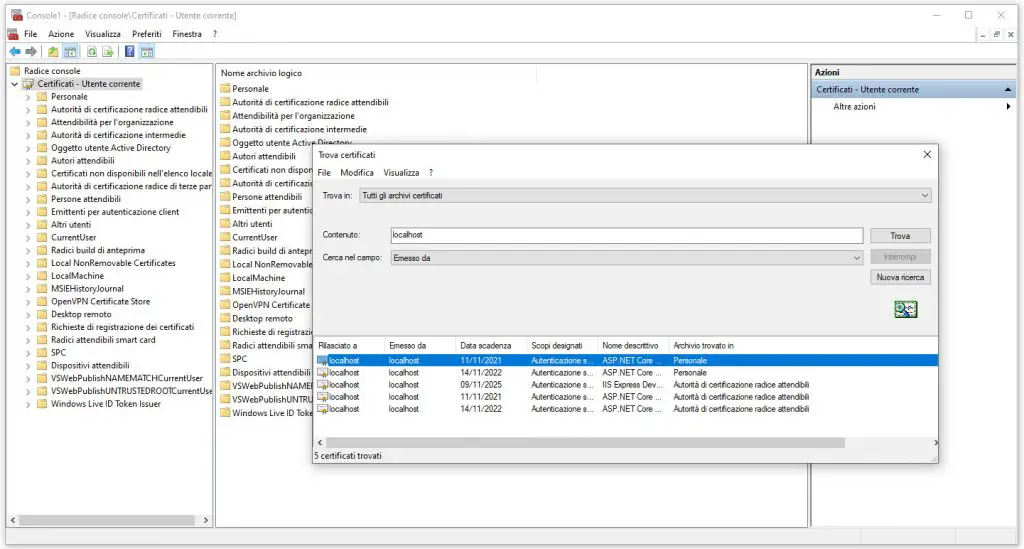 Visual Studio: localhost self-signed SSL certificate expired, not found or invalid - fix