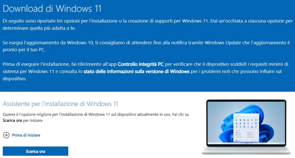 Windows 11 disponibile per l'installazione - Download Link