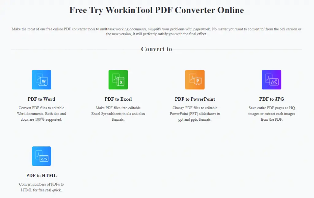 WorkinTool Free PDF Converter - Review and Test Drive