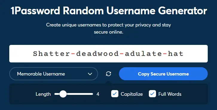 Random Username Generator by 1Password